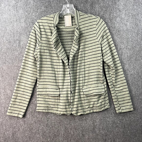 Anthropologie Dolan Blazer Women's Medium Green Ava Striped Open Front - Picture 1 of 8